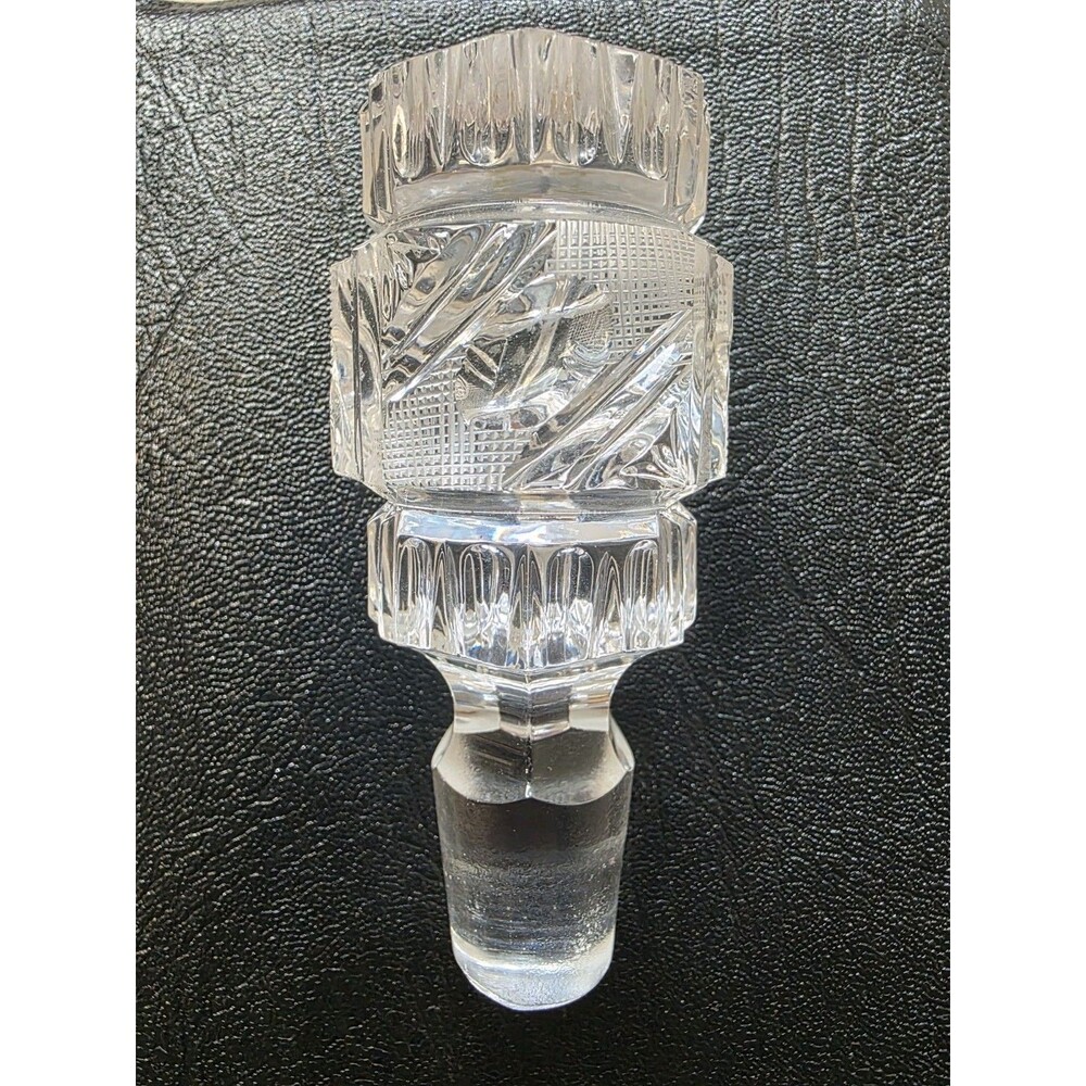 Clear Cut Glass Stopper Oval Rectangle Vintage Replacement Top For Decanter